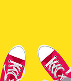 Pair of shoes on color background Vector Illustration