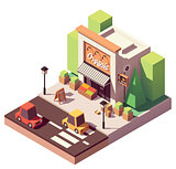Vector isometric fruits and vegetables store