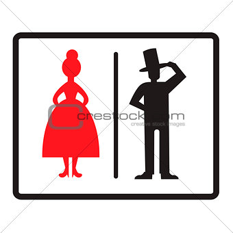 Male and female icons isolated on white background. Stylish toilet WC signs. Vector illustration.