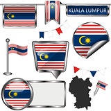 Glossy icons with flag of Kuala Lumpur