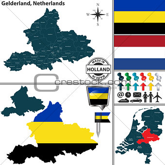 Map of Gelderland, Netherlands