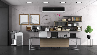 Modern office with large desk