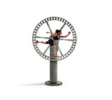 Athletic woman runs in a looping wheel. concept of sport routine