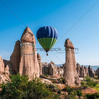 Hot Air Balloon above the Love Valley in Cappadocia, Turkey