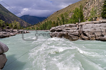 Final part of "Atlantes" rapids, Argut river. Altai, Russia.