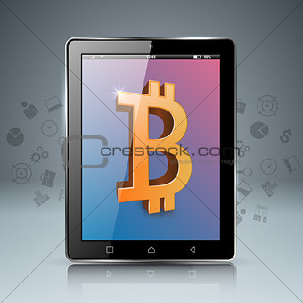 Smartphone, tablet, digital, bitcoin icon