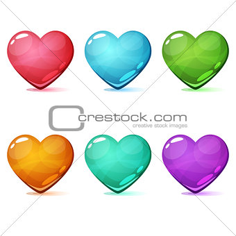 Heart cartoon icon. Pink, blue, green, yellow.