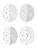 contours for coloring faceted gem on white background, triangulation