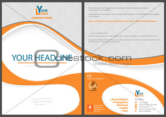 Flyer Template with Abstract Orange Shapes