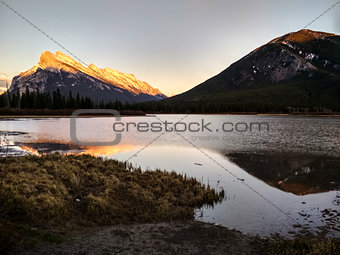 Vermillion Lakes in Banff National Park at sunset, Alberta, Canada