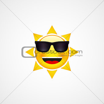 Summer Sun Face with sunglasses and Happy Smile