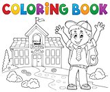 Coloring book happy pupil boy theme 2