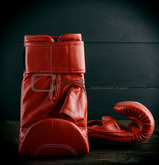 pair of red leather gloves for boxing 