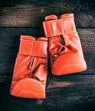 pair of red leather gloves for boxing 