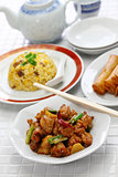 general tso’s chicken, fried rice, spring rolls, american chinese cuisine