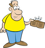 Cartoon Man Holding an Empty Wallet
