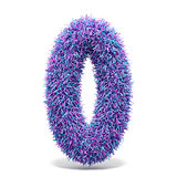 Purple faux fur number 0 ZERO 3D
