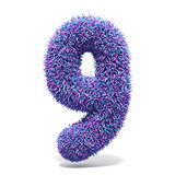 Purple faux fur number 9 NINE 3D