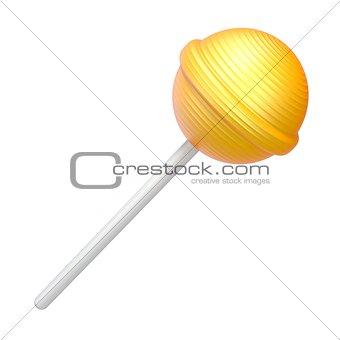 Yellow lollipop 3D rendering illustration on white background