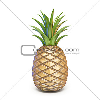 Pineapple 3D rendering illustration on white background