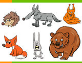 wild animal cartoon characters set