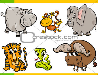 cartoon wild animals funny characters set