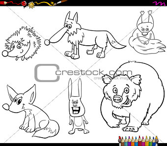 wild animal characters set coloring book