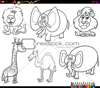 funny animal characters set coloring book