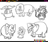 set of wild animal characters coloring book