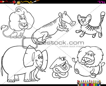 set of animal characters color book