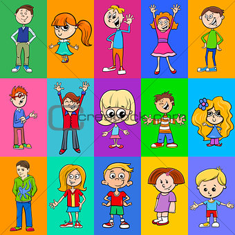 decorative pattern design with kids characters