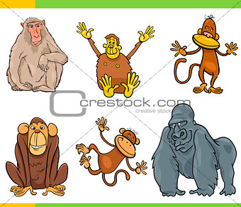 monkeys animal characters cartoon set