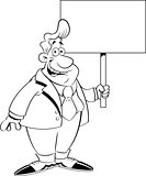 Cartoon Man in a Suit Holding a Sign