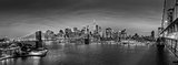 Brooklyn Bridge and Lower Manhattan skyline at night, New York city, USA.