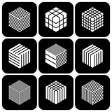 Design elements set. Cubic shape icons.