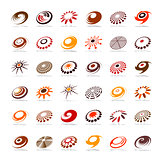 Design elements set. Abstract icons in warm colors. 