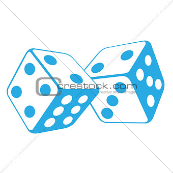 Dice - two gambling cubes, casino roulette concept