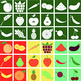 Fruit and Vegetables stylized vegetarian icon set