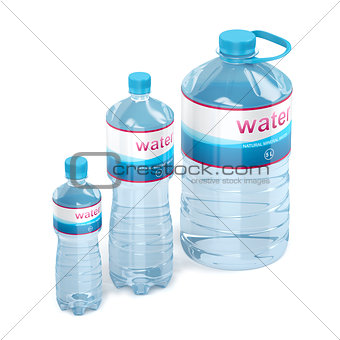 Water bottles with different sizes