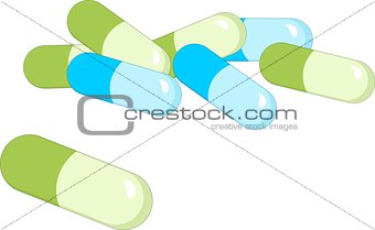 Drugs and Pills on white background, Medical pill, Tablet symbol. Vector Illustration.