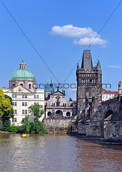 Charles Bridge  and Church  Francis of Assisi. Prague, Czech Republic, UNESCO