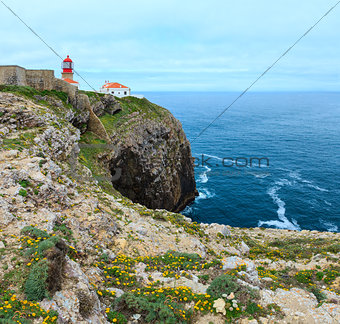 Lighthouse on Cape St. Vincent, Algarve, Portugal.