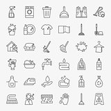 Cleaning Services Line Icons Set