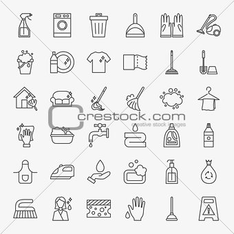 Cleaning Services Line Icons Set