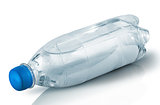 Closed plastic bottle with water lies