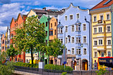 Colorful architecture od Innsbruck riverfront view