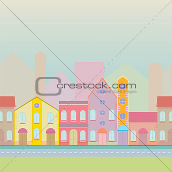 House buildings, home seamless background pattern