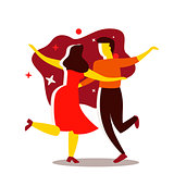 Couple dancing. Dance party concept. Cartoon vector illustration