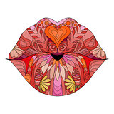 Zentangle stylized lips. Hand Drawn lace vector illustration
