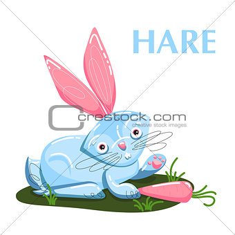 Educational flashcard hare eating the carrot